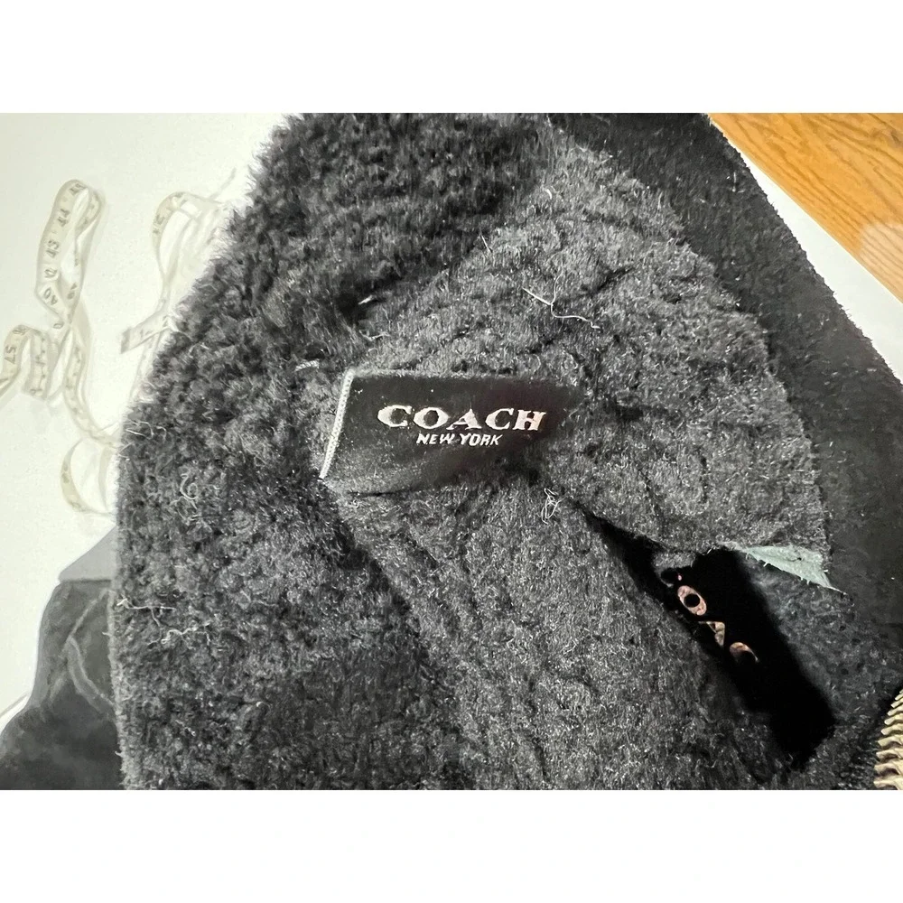 Coach Suede Shearling Lined Wedge Suede Boots Black Size 9 EUC